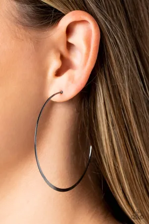 Metal Drama - Black - Thin Gunmetal Paparazzi Hoop Earrings