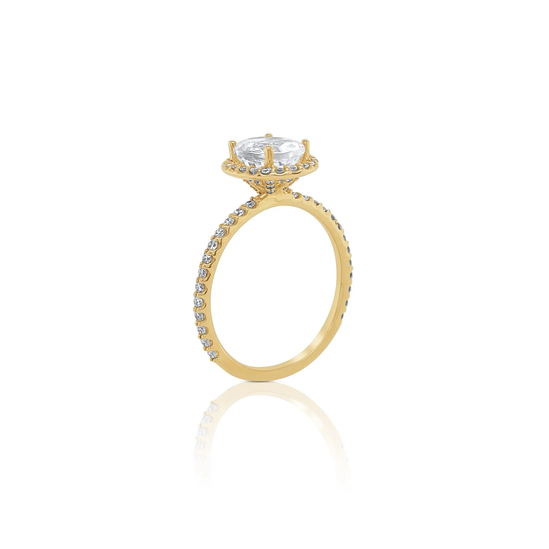 Moonstone Halo Engagement Ring