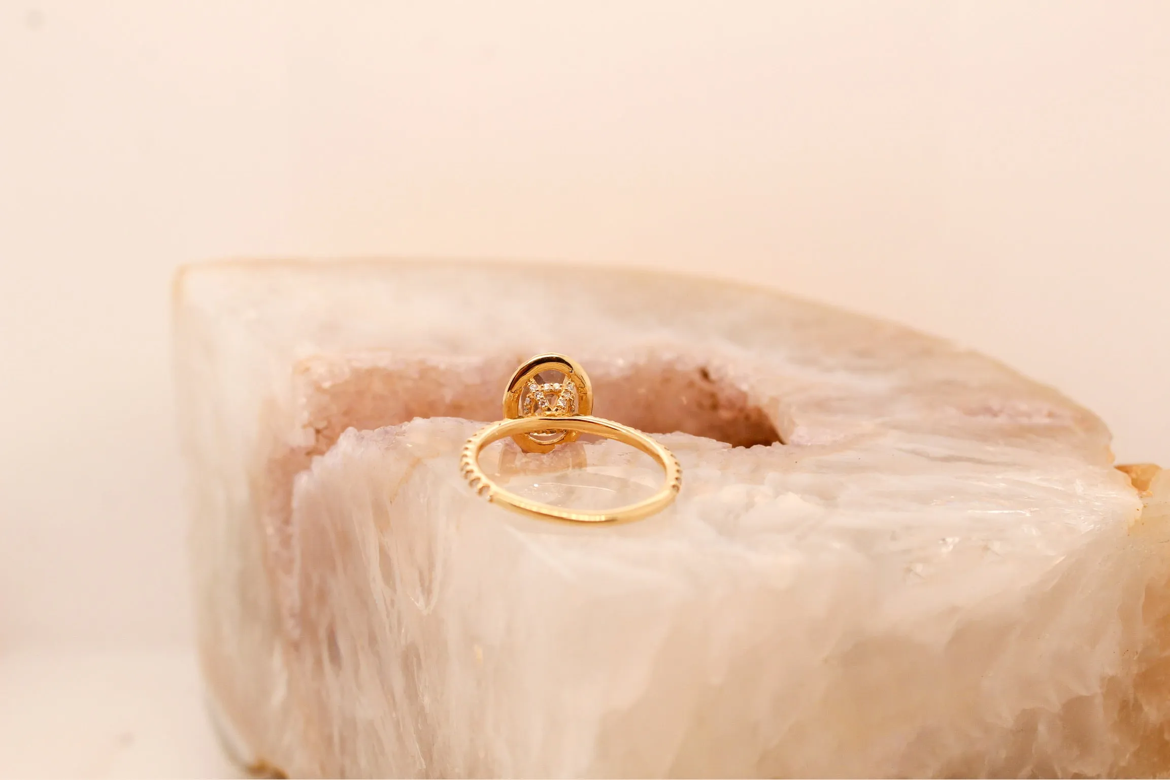 Moonstone Halo Engagement Ring