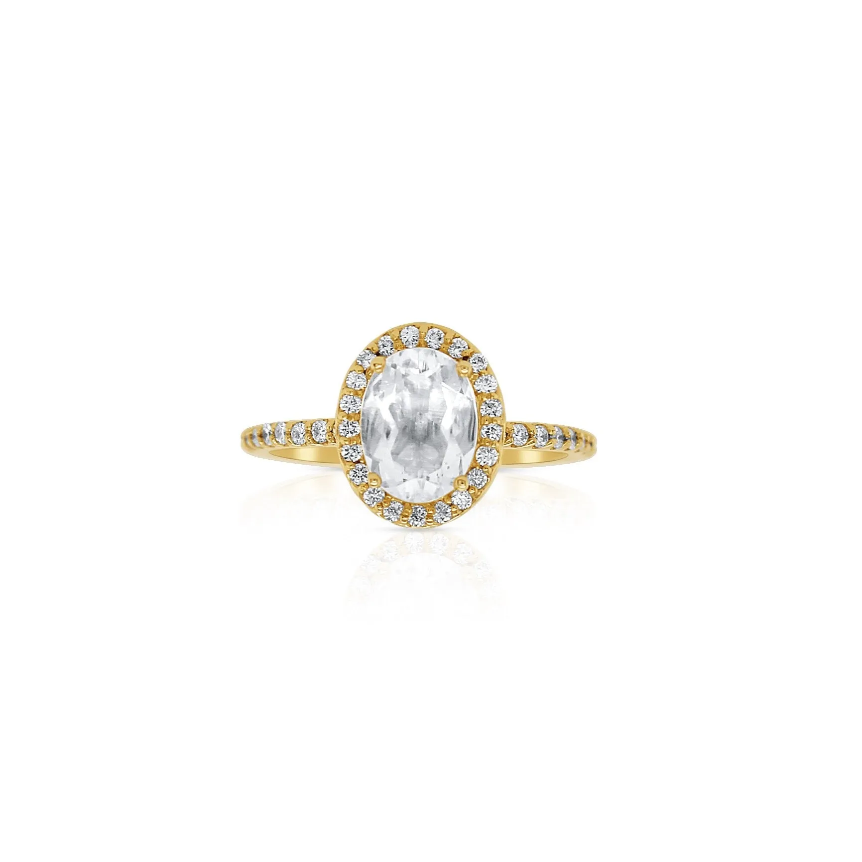 Moonstone Halo Engagement Ring