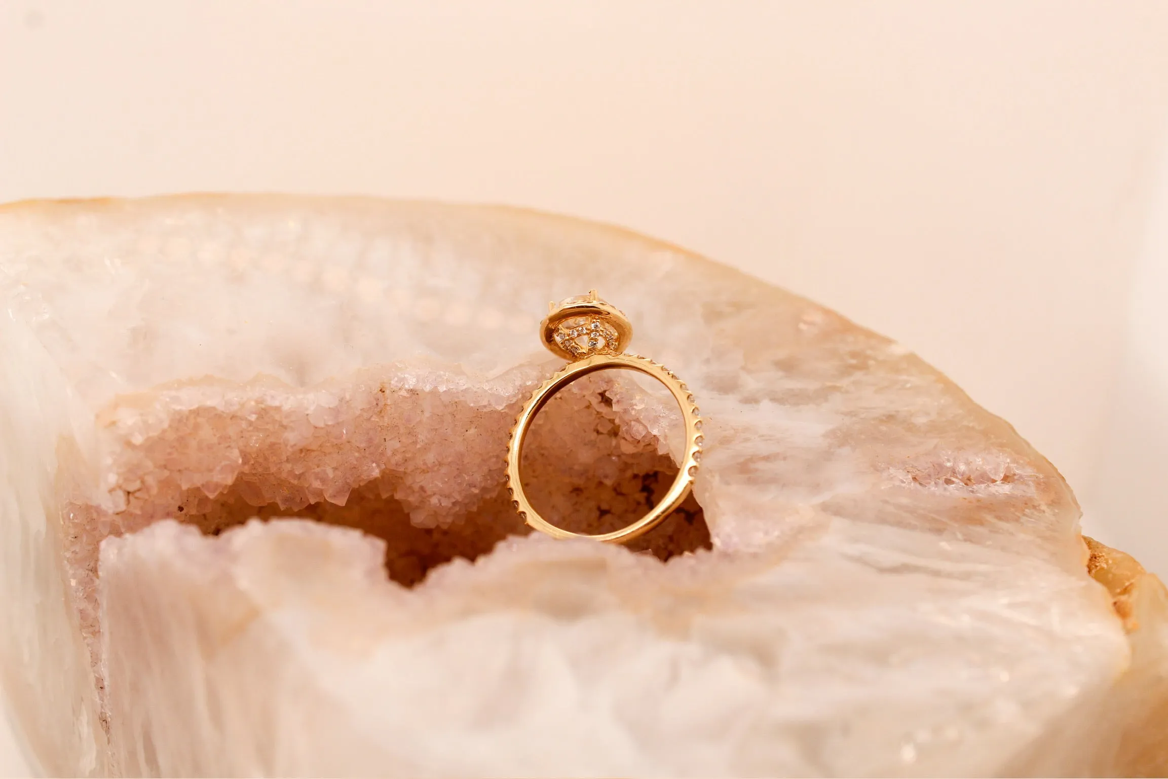 Moonstone Halo Engagement Ring