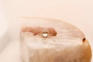Moonstone Halo Engagement Ring