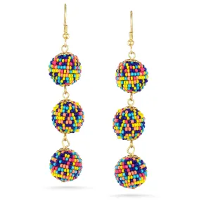MULTICOLOR SEED BEAD BALL DROP EARRINGS #ADX0093016 (SHE1-2)