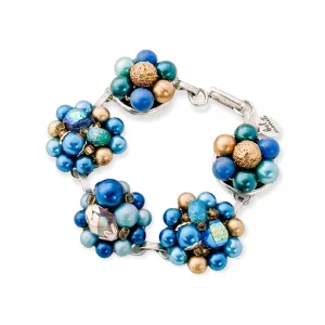 Navy & Gold Vintage Cluster Bracelet