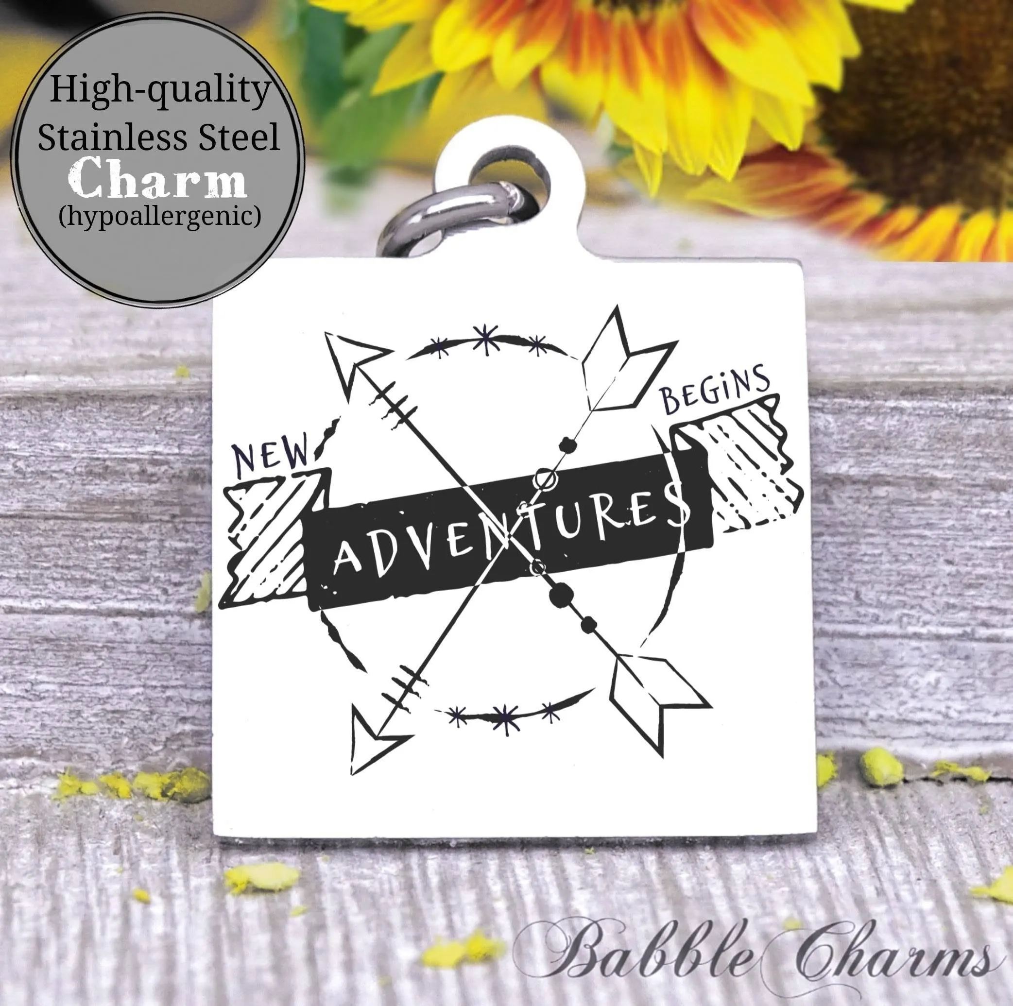 New Adventures, new adventure, adventure charm, Steel charm 20mm very high quality..Perfect for DIY projects