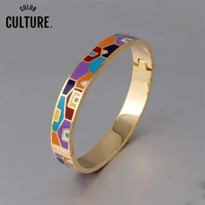 New Fashion Stainless Steel Open Bangle For Women Gold Geometric colorful enamel painted Bangles  Wedding Jewelry