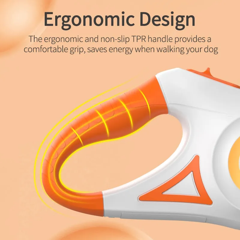 NightGlow™ Illuminated Retractable Dog Leash With LED Flashlight & RGB Ring