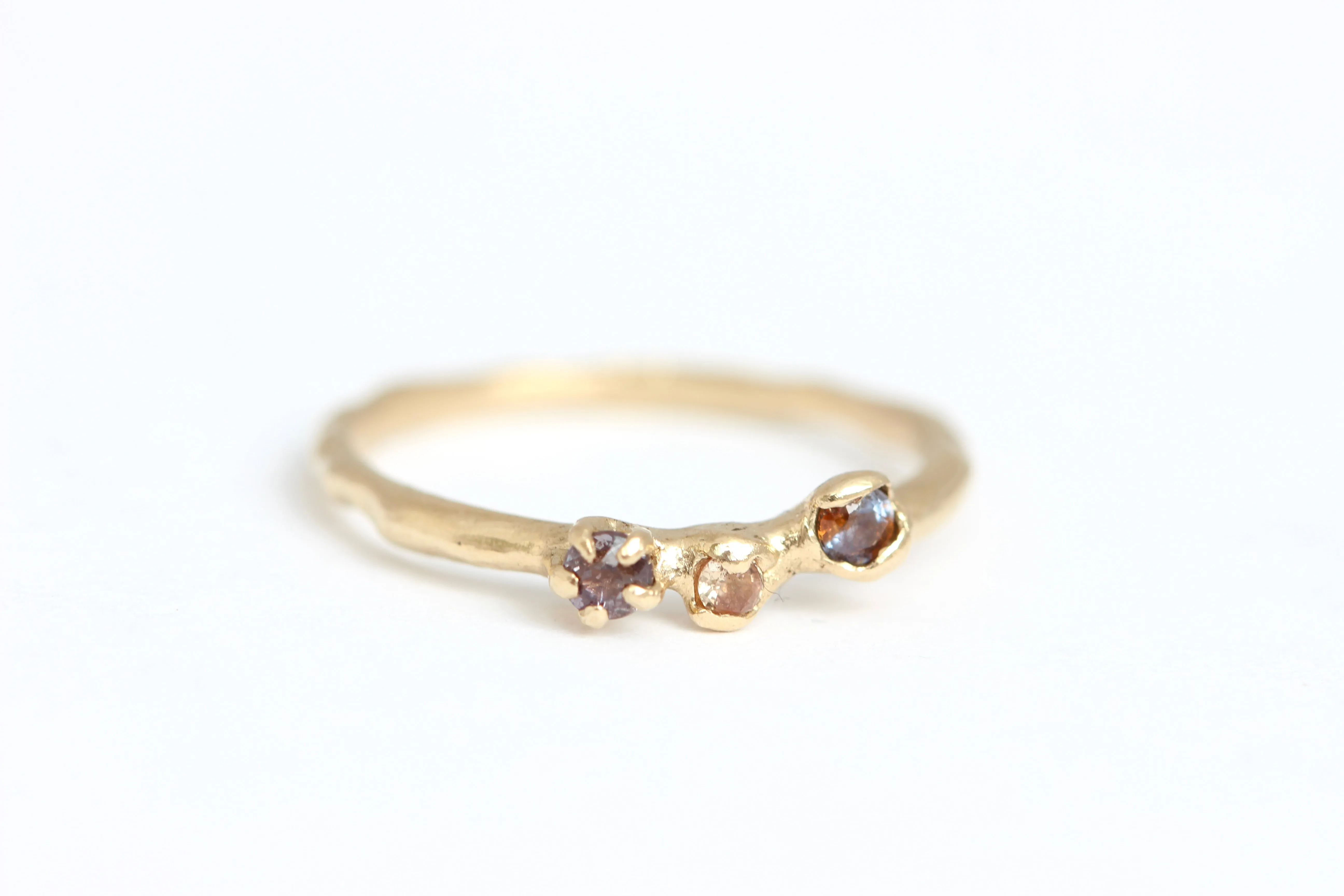 One of a Kind 14k Gold Ring with Orange and Purple Sapphires - Limited Time Only