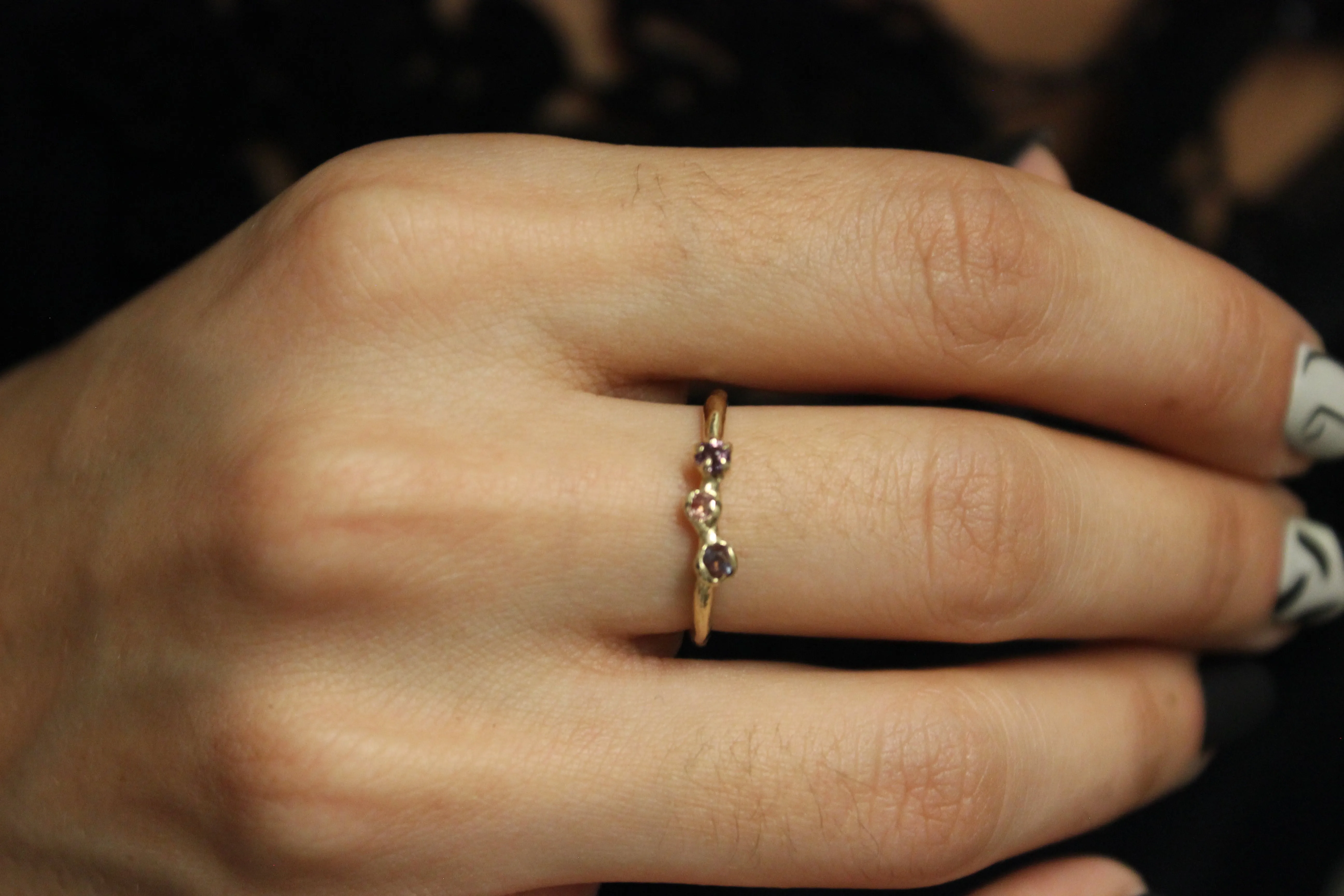 One of a Kind 14k Gold Ring with Orange and Purple Sapphires - Limited Time Only
