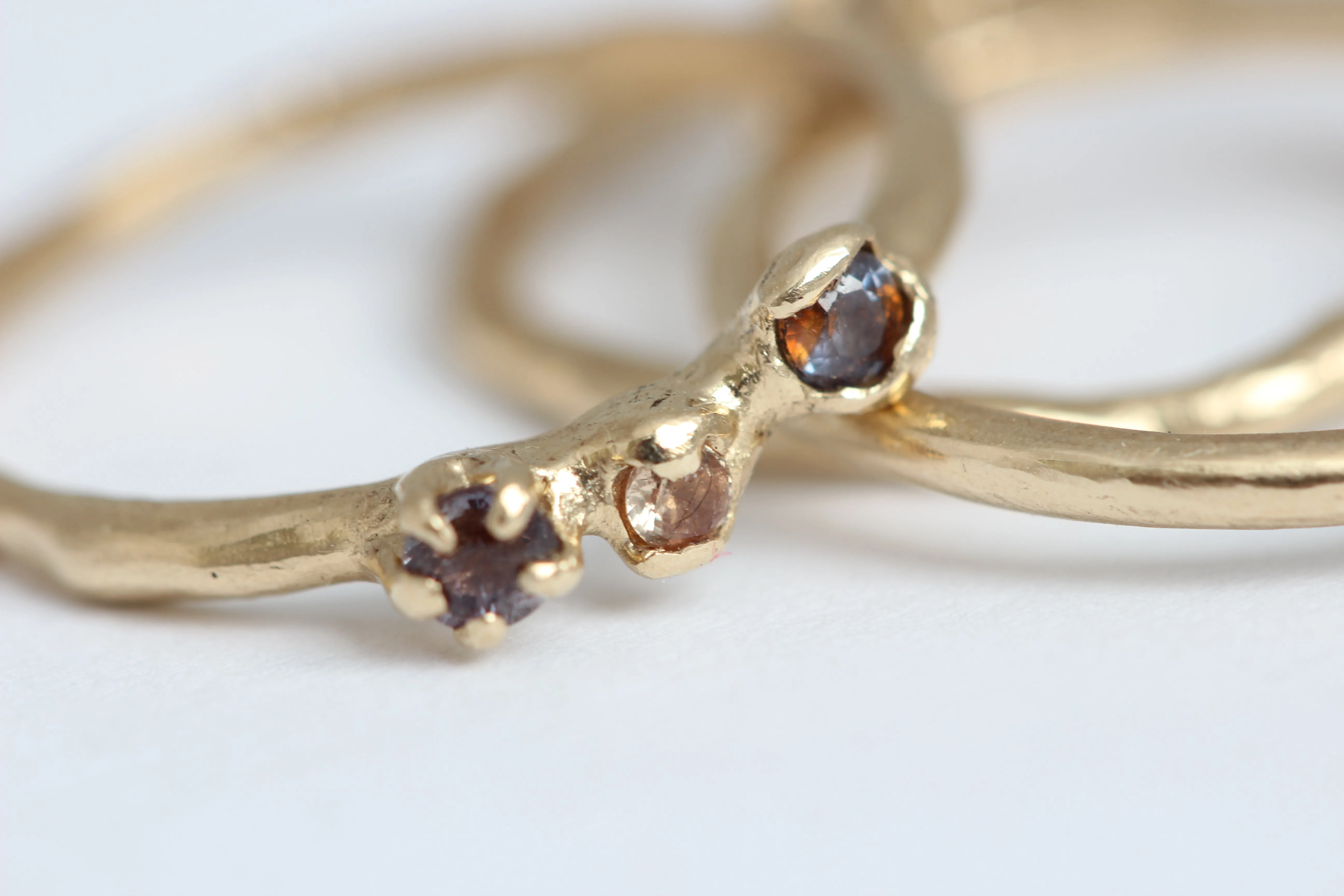 One of a Kind 14k Gold Ring with Orange and Purple Sapphires - Limited Time Only