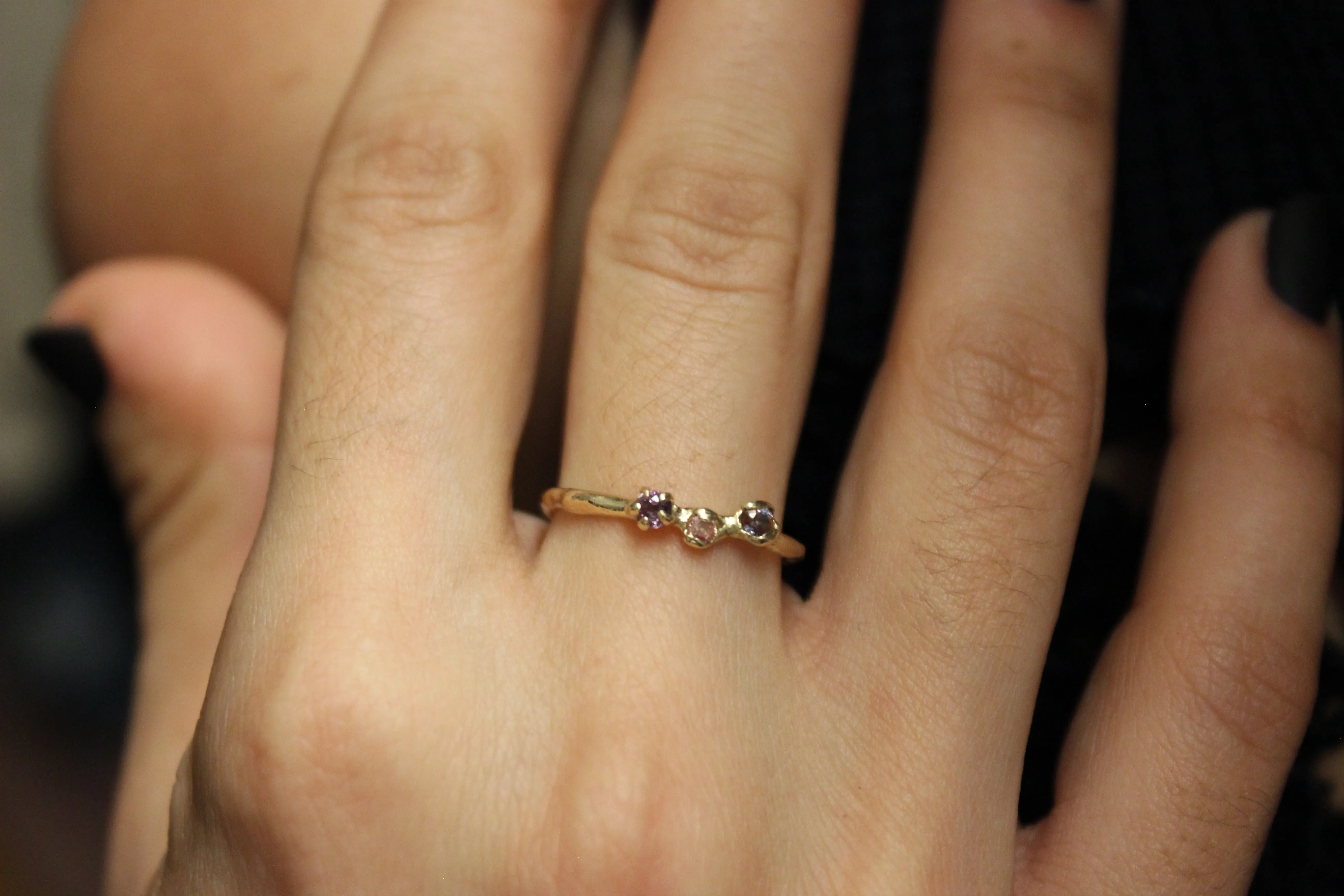 One of a Kind 14k Gold Ring with Orange and Purple Sapphires - Limited Time Only