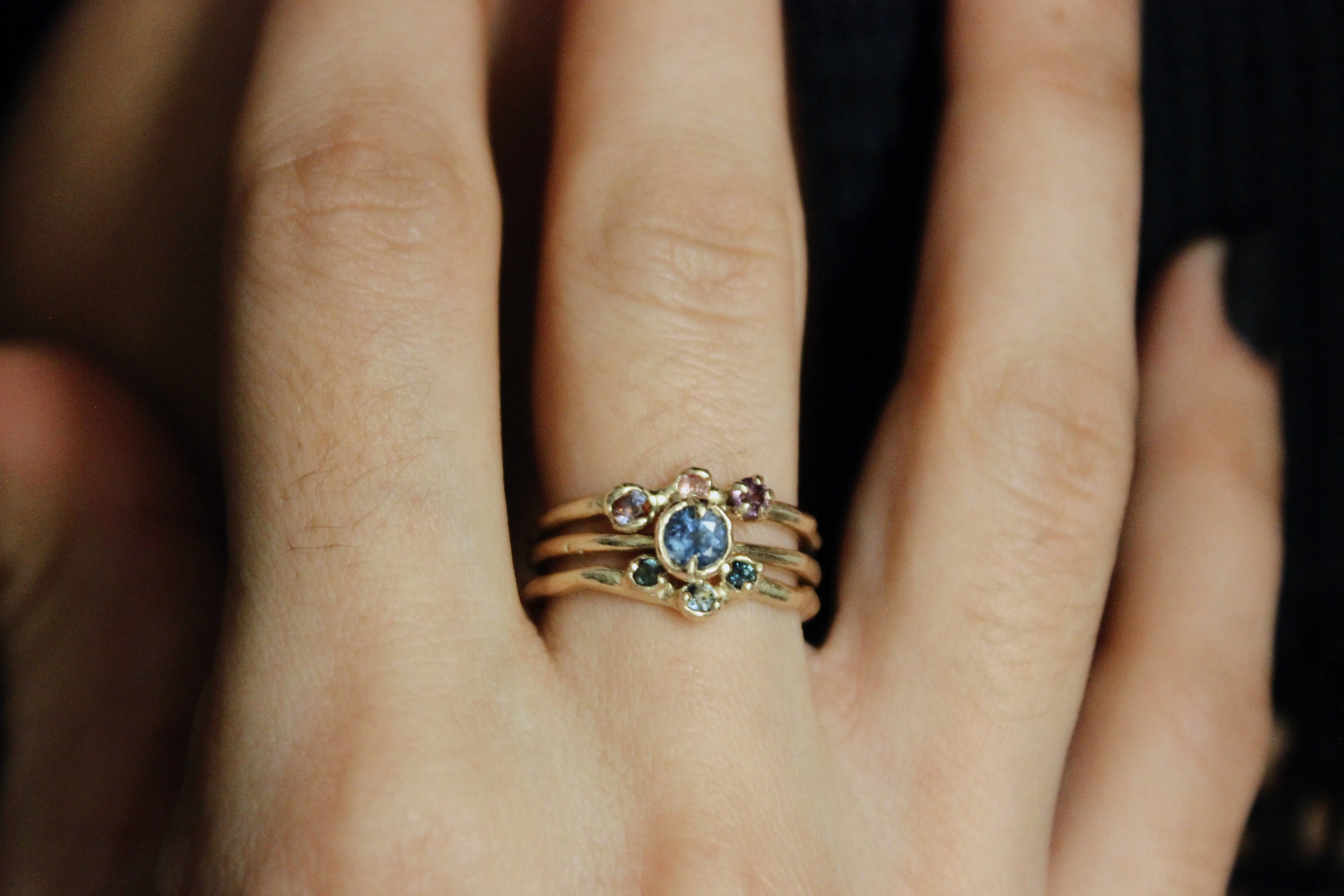 One of a Kind 14k Gold Ring with Orange and Purple Sapphires - Limited Time Only