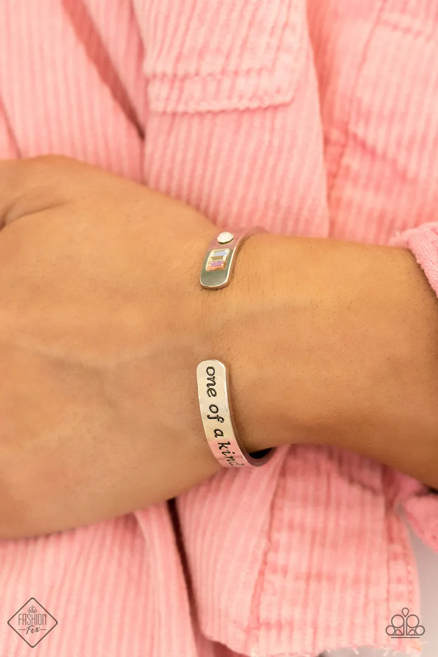One of a Kind Find Multi Rhinestone Inspirational Silver Paparazzi Cuff Bracelet