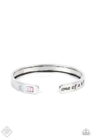 One of a Kind Find Multi Rhinestone Inspirational Silver Paparazzi Cuff Bracelet
