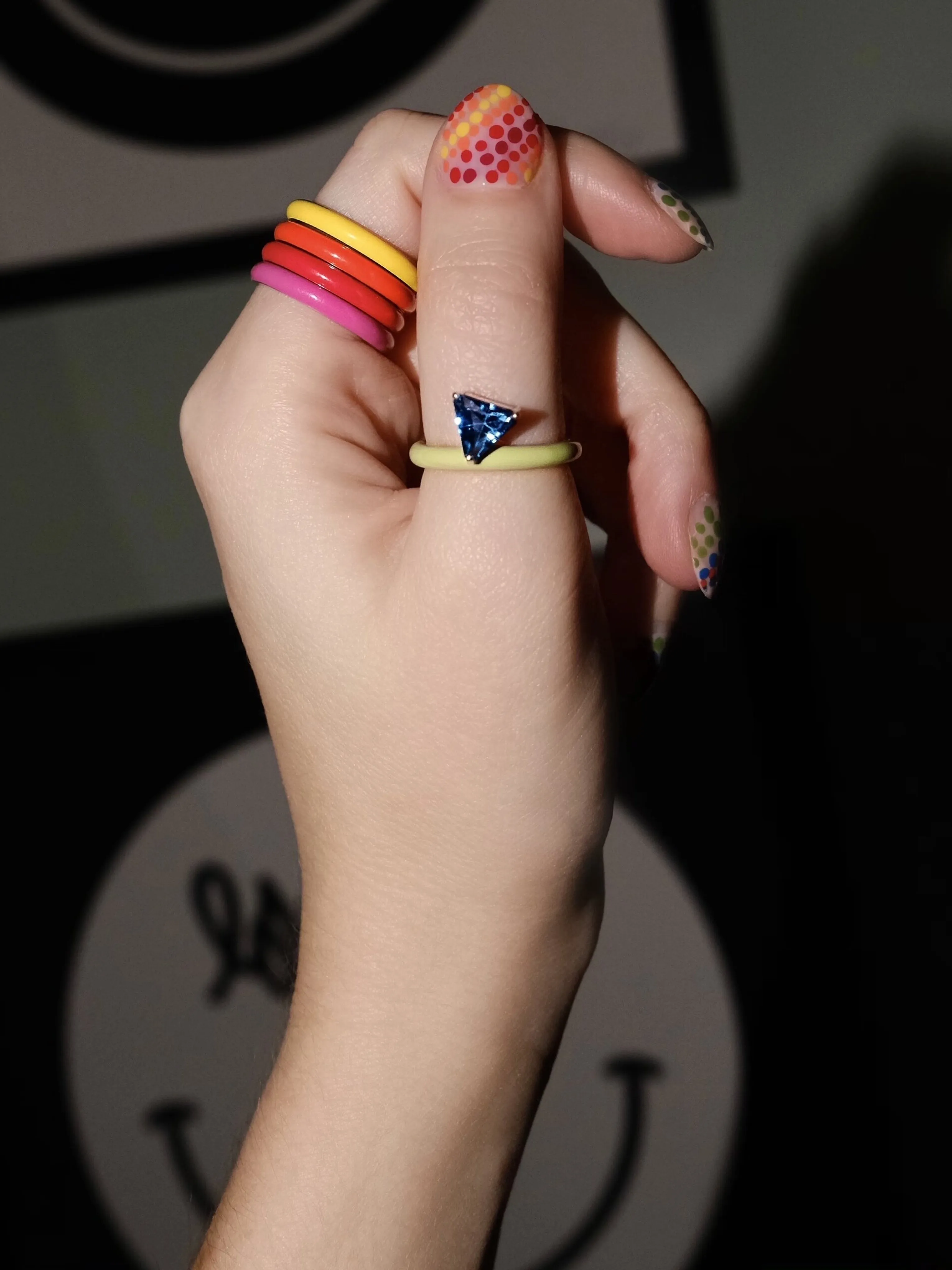 Orange Unicorn Rainbow Enamel Stacking Ring