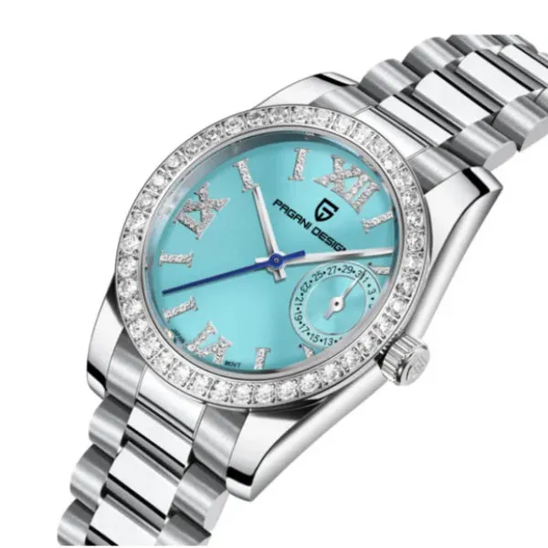 Pagani Design  Silver Stainless Steel Aqua Blue Dial  Quartz Watch for Ladies - PD-1776