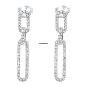 Paperclip Diamond Drop Earrings 18k White Gold