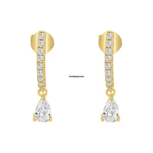 Pear Diamond Dangle Earrings 18k Yellow Gold