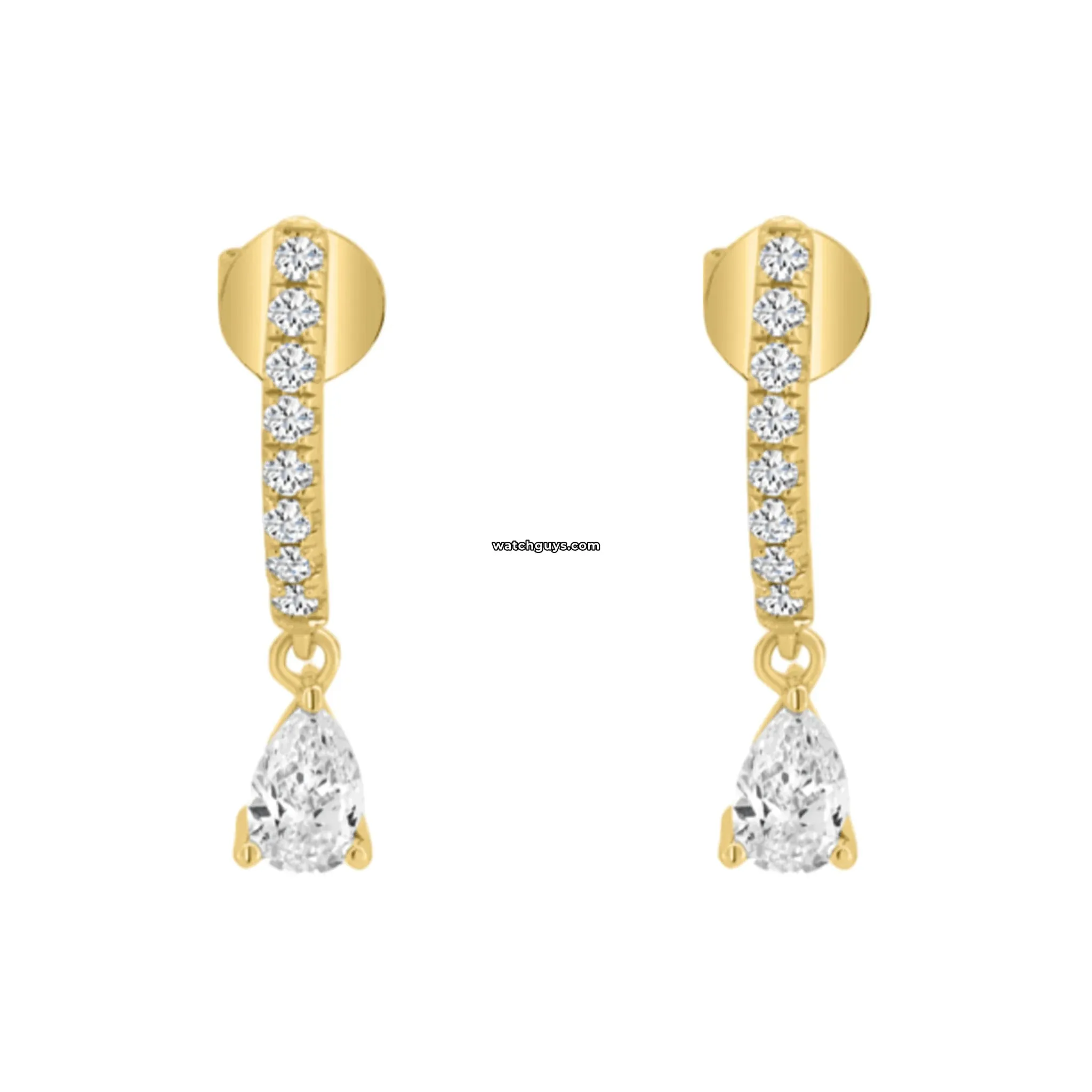 Pear Diamond Dangle Earrings 18k Yellow Gold