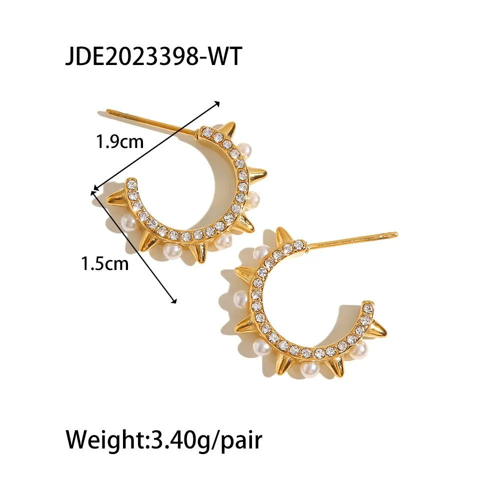 Pearl and Gold Spike Hoop Earrings | Adrenaline Spike