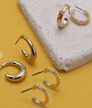 Pearl Mini Hoop Trio