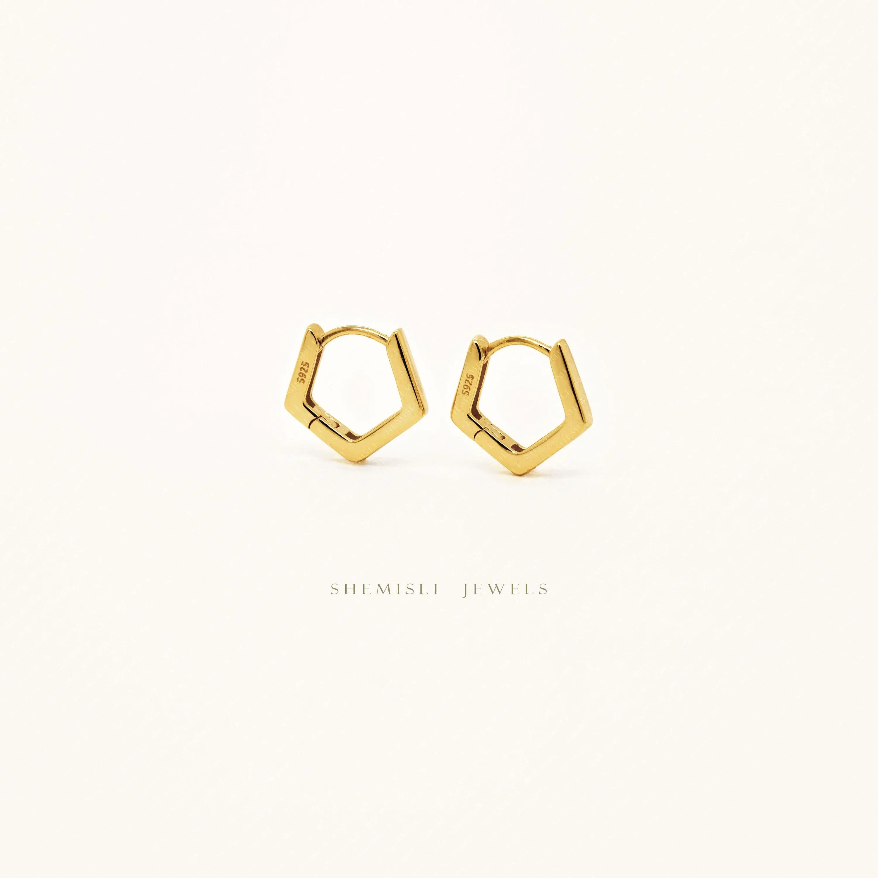 Pentagon Hoop Earring, Unisex, Gold, Silver SHEMISLI SH263