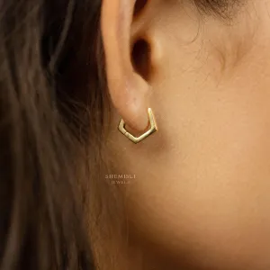Pentagon Hoop Earring, Unisex, Gold, Silver SHEMISLI SH263