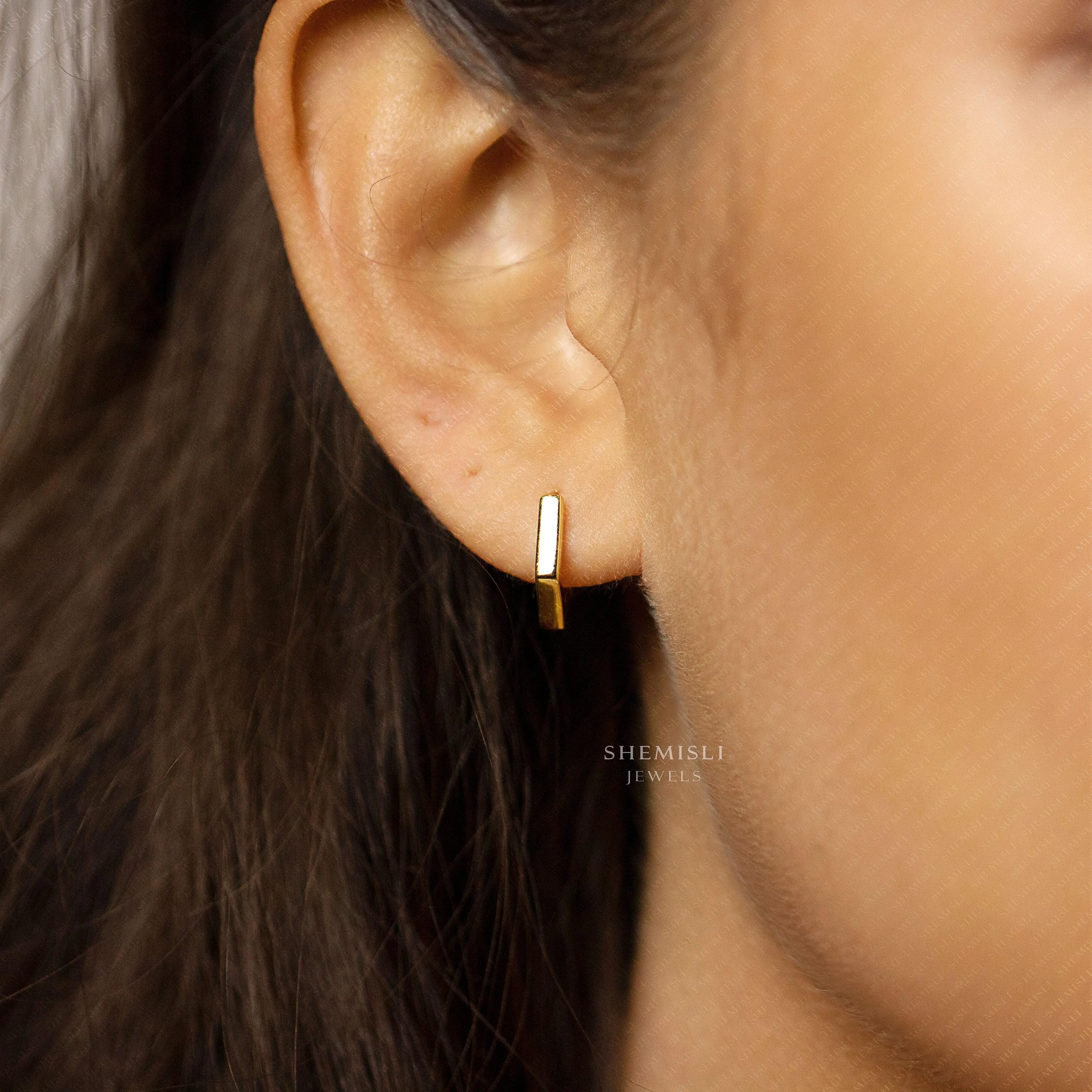 Pentagon Hoop Earring, Unisex, Gold, Silver SHEMISLI SH263
