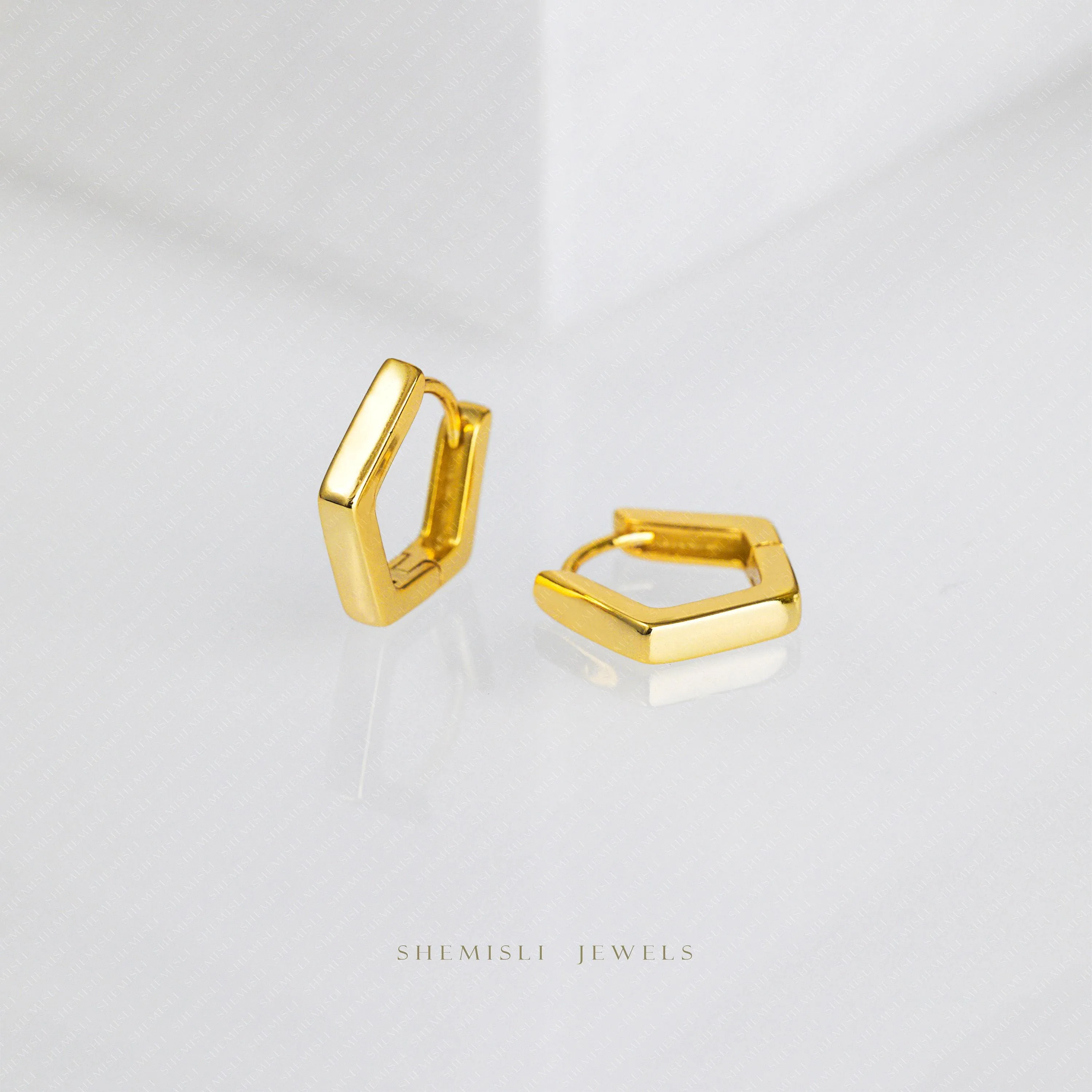 Pentagon Hoop Earring, Unisex, Gold, Silver SHEMISLI SH263