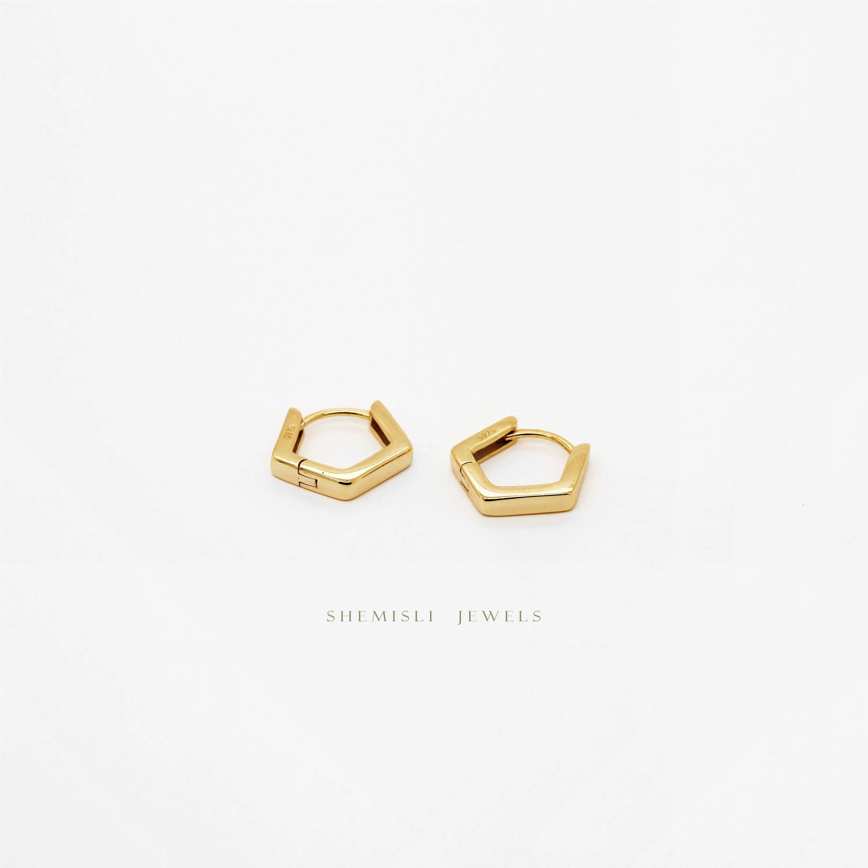 Pentagon Hoop Earring, Unisex, Gold, Silver SHEMISLI SH263