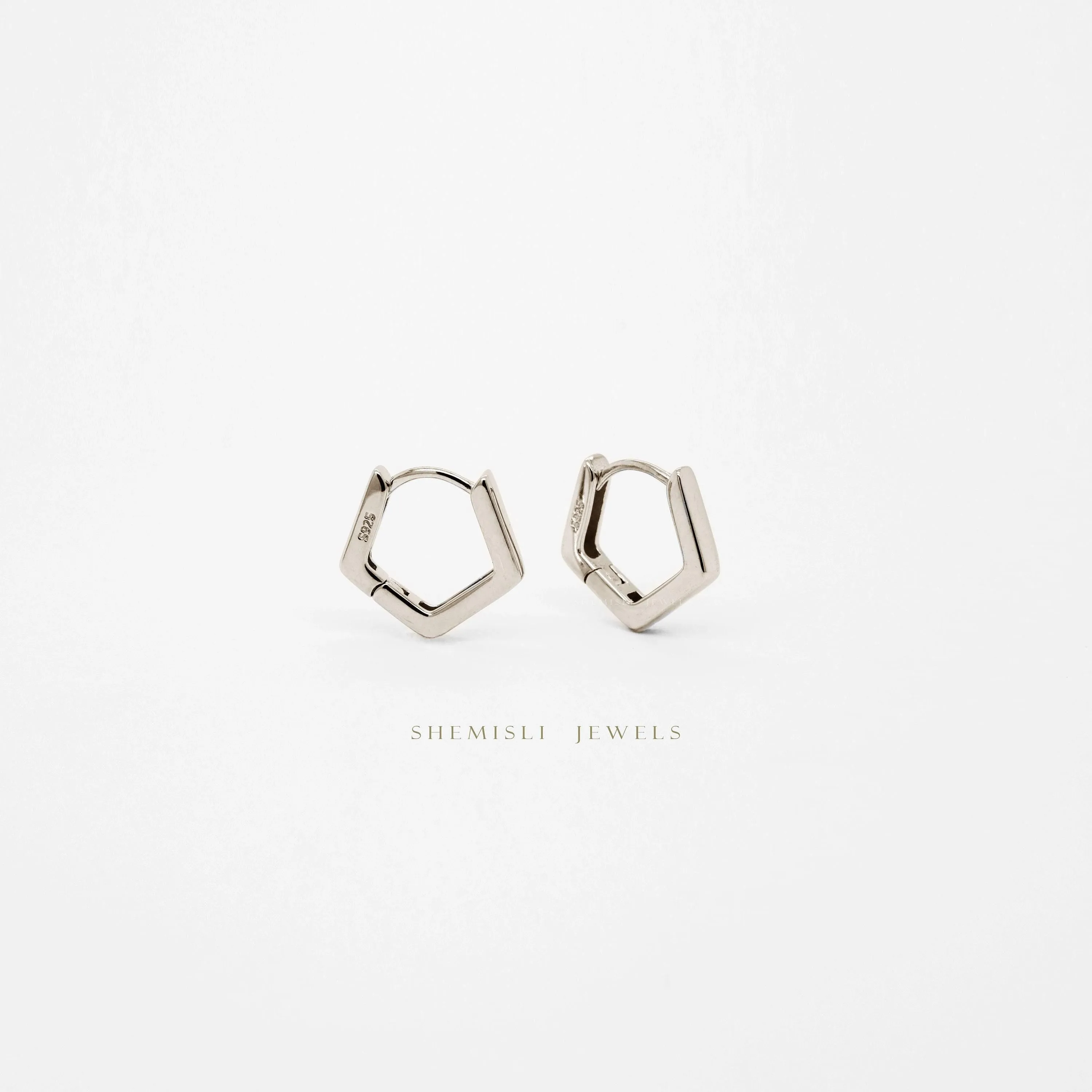 Pentagon Hoop Earring, Unisex, Gold, Silver SHEMISLI SH263