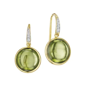 Peridot Chakra Drop1 8Kt Yellow Gold Earrings