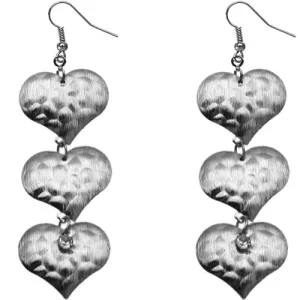 Pewter Triple Heart Drop Earrings