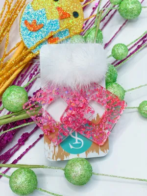 Pink Confetti and Pom Earrings