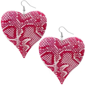 Pink Heart Snakeskin Drop Earrings