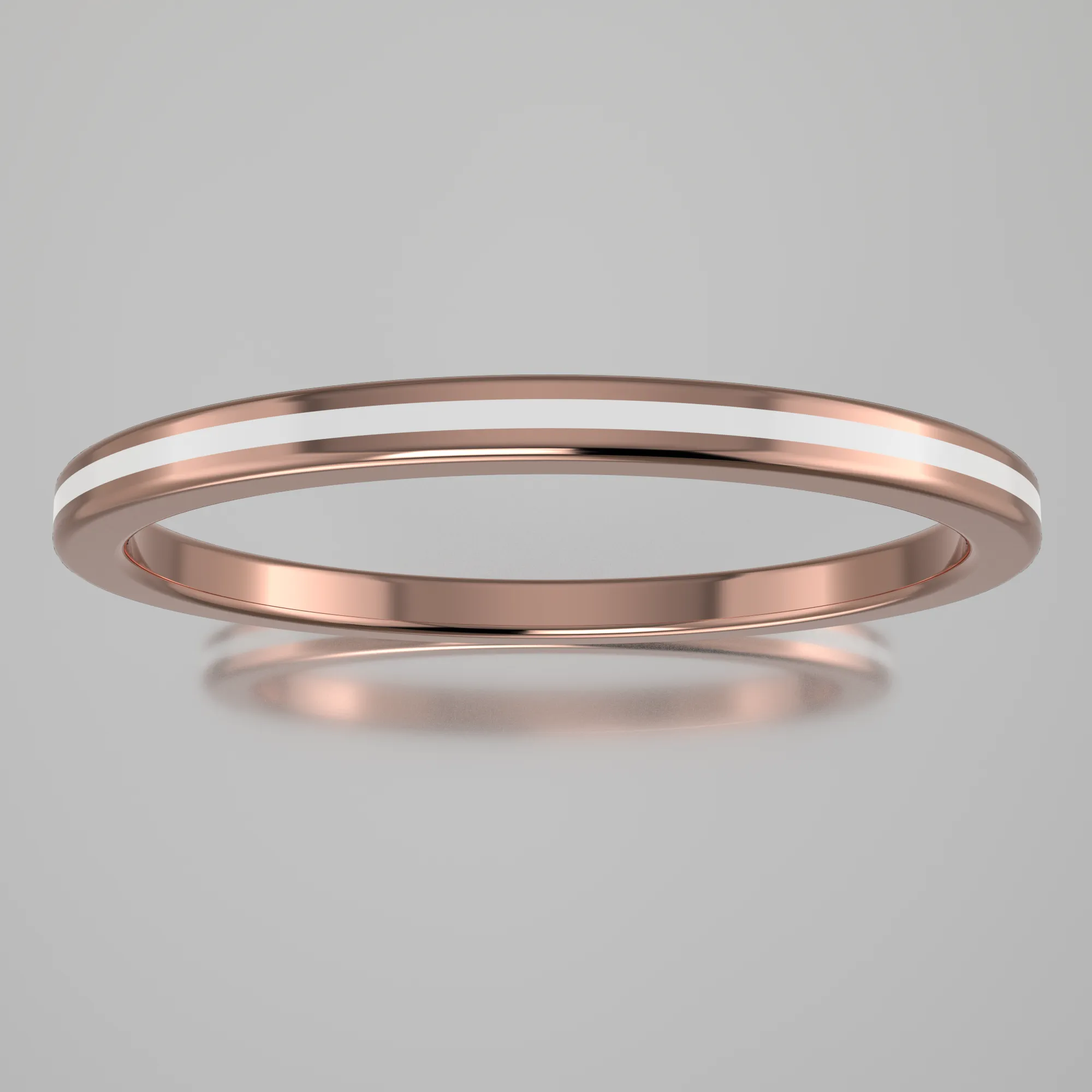 Polished Rose Gold 1.5mm Stacking Ring White Resin