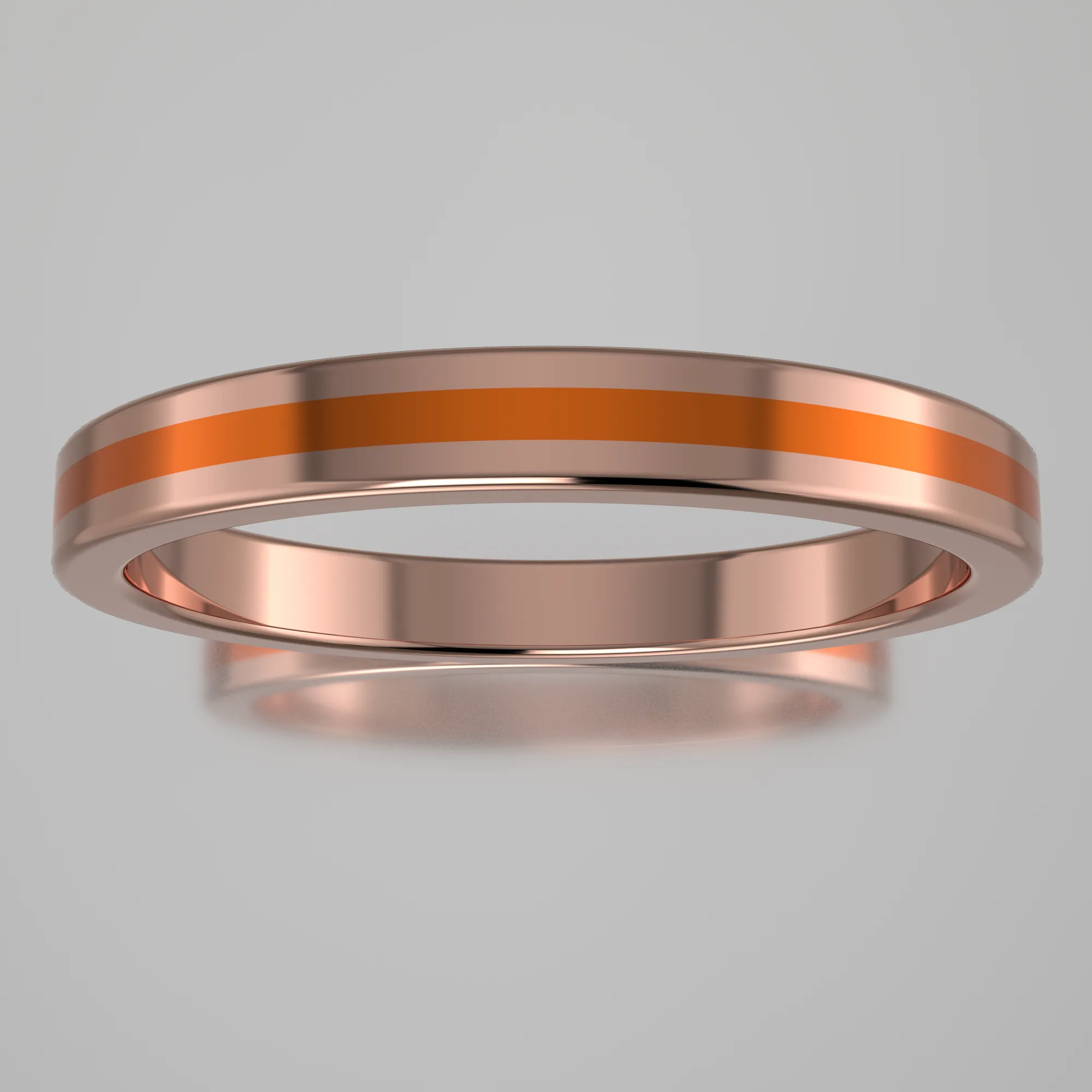 Polished Rose Gold 2.5mm Stacking Ring Orange Resin