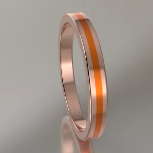 Polished Rose Gold 2.5mm Stacking Ring Orange Resin