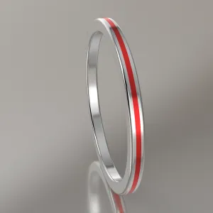 Polished Sterling Silver 1.5mm Stacking Ring Red Resin