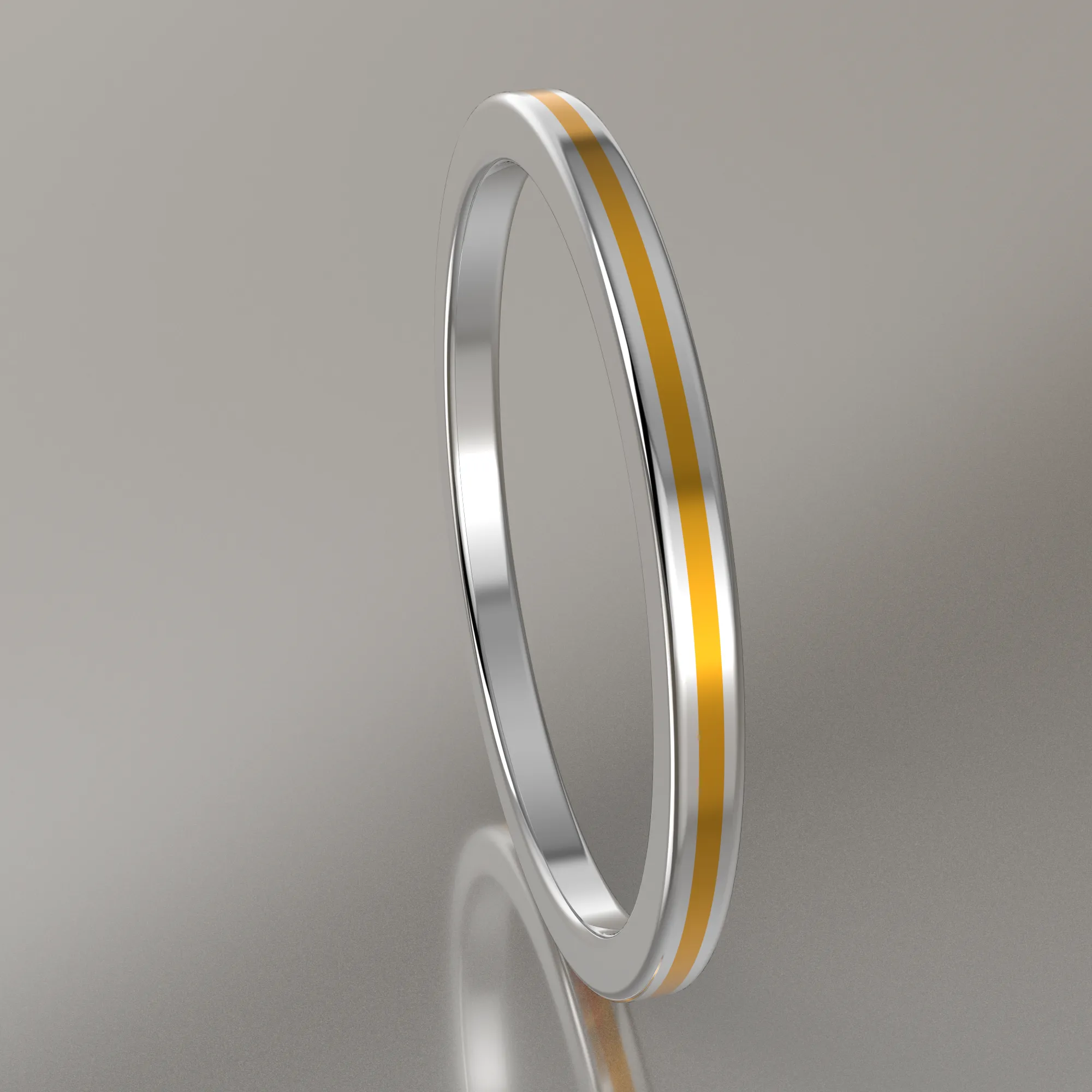 Polished Sterling Silver 1.5mm Stacking Ring Yellow Resin