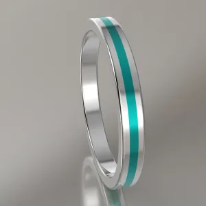 Polished Sterling Silver 2.5mm Stacking Ring Turquoise Resin