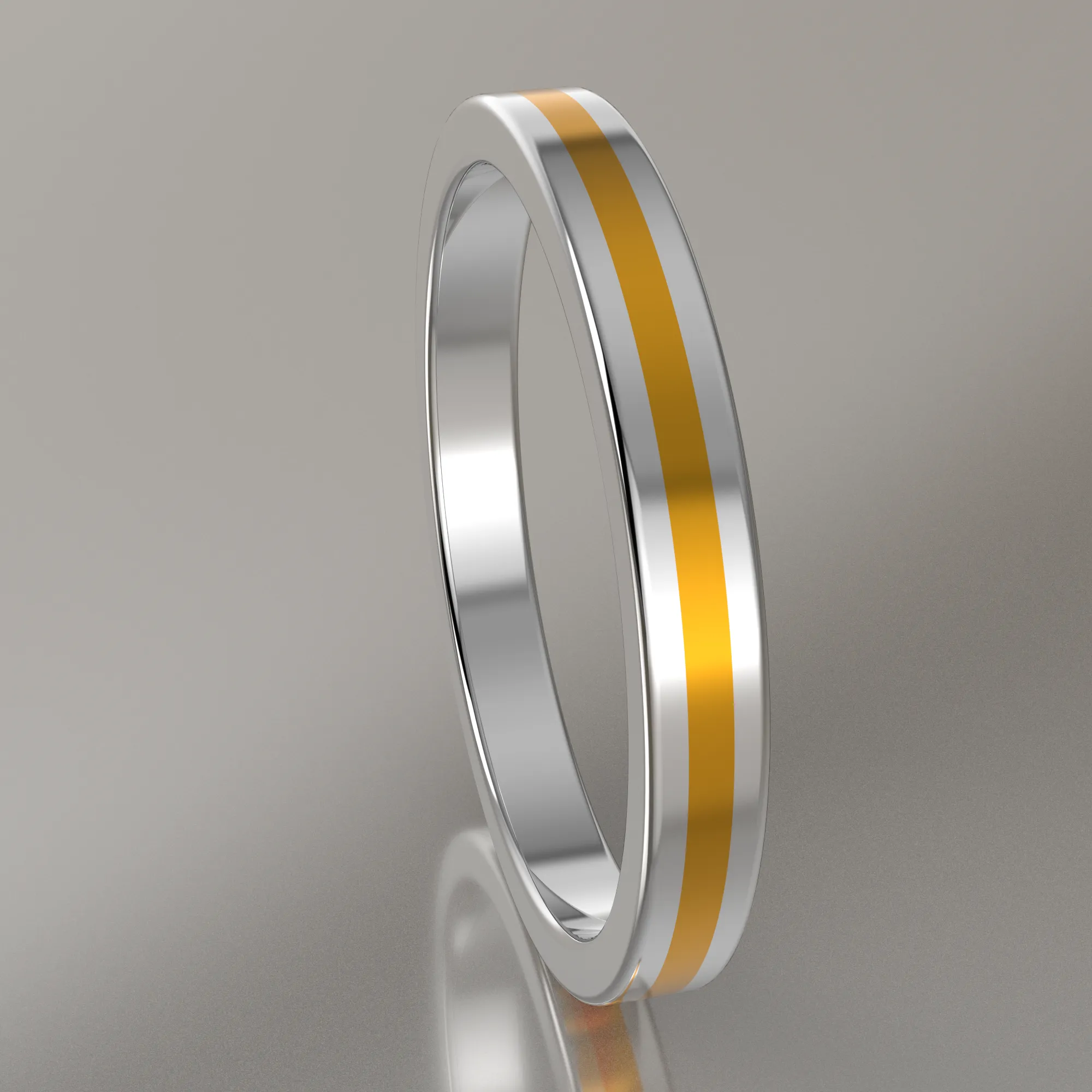 Polished Sterling Silver 2.5mm Stacking Ring Yellow Resin