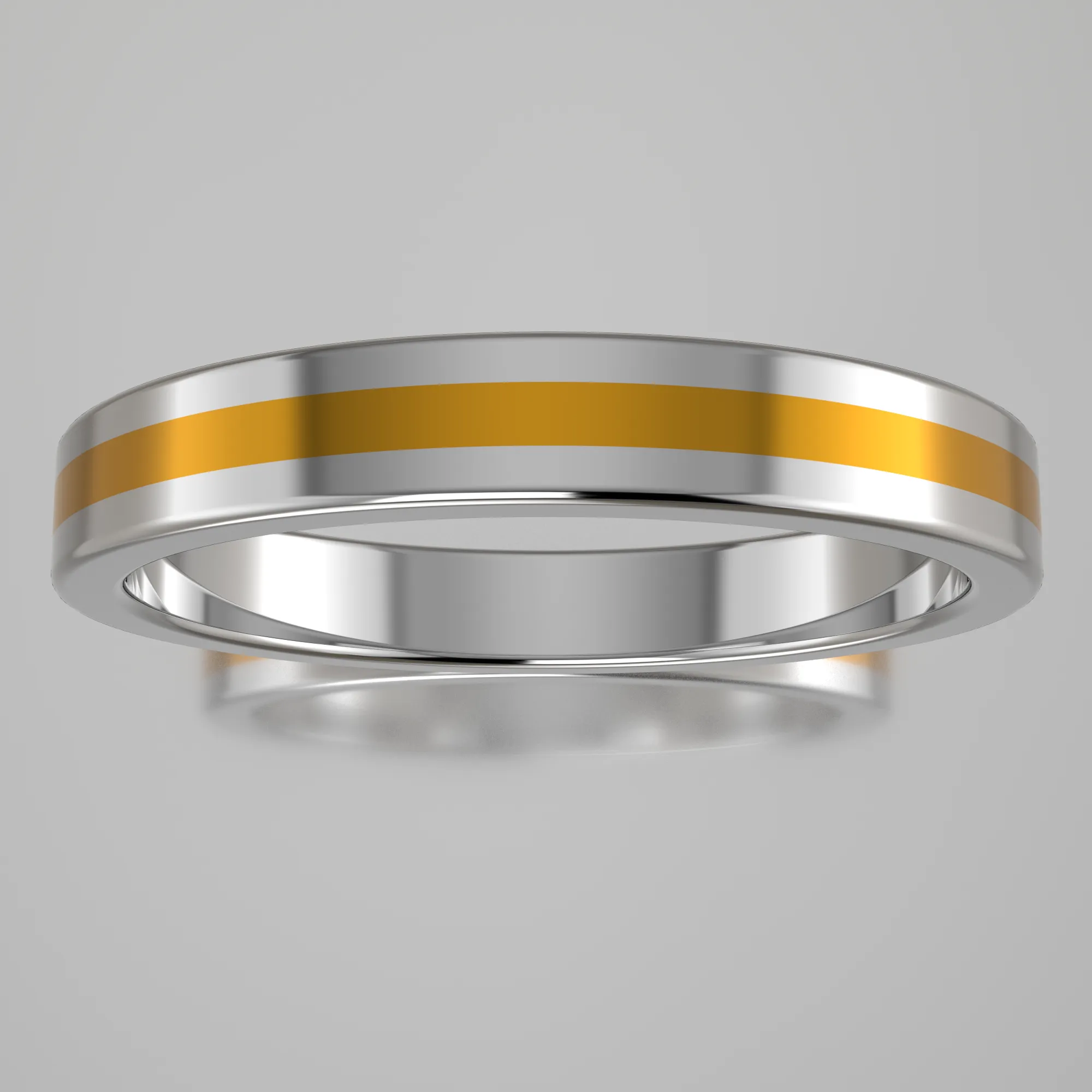 Polished Sterling Silver 3mm Stacking Ring Yellow Resin