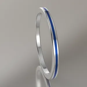Polished White Gold 1.5mm Stacking Ring Blue Resin
