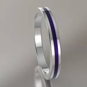 Polished White Gold 2.5mm Stacking Ring Purple Resin