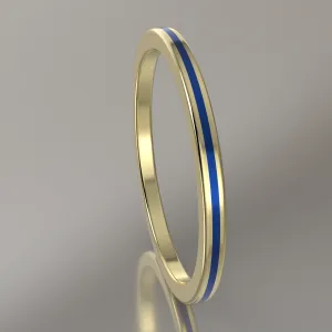 Polished Yellow Gold 1.5mm Stacking Ring Blue Resin