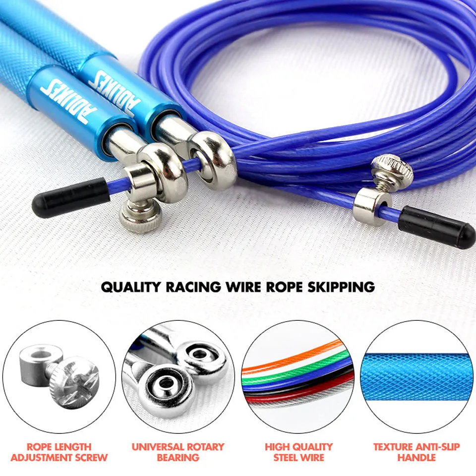 Premium Crossfit Jump Rope – Professional Speed Skipping Rope for MMA, Boxing, Fitness Training, Weight Loss, Adjustable PVC Coated Steel Wire Cable, Durable Aluminum Handles, Fast Bearings for Double Unders & High-Tempo Workouts