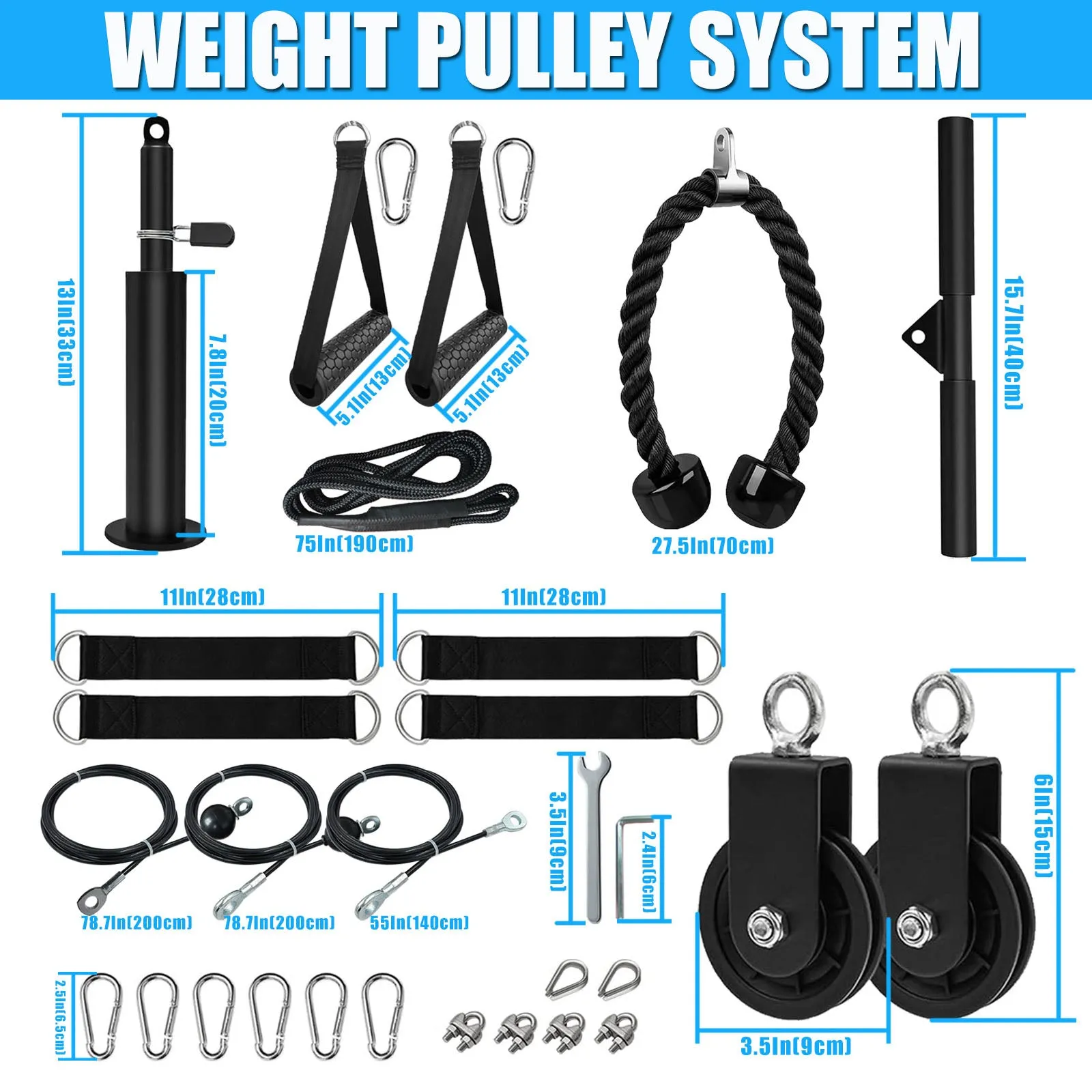 Premium DIY Fitness Pulley Cable Machine Set – Arm Biceps Triceps Strength Training Attachment for Home Gym Workout, Adjustable, High-Quality Equipment