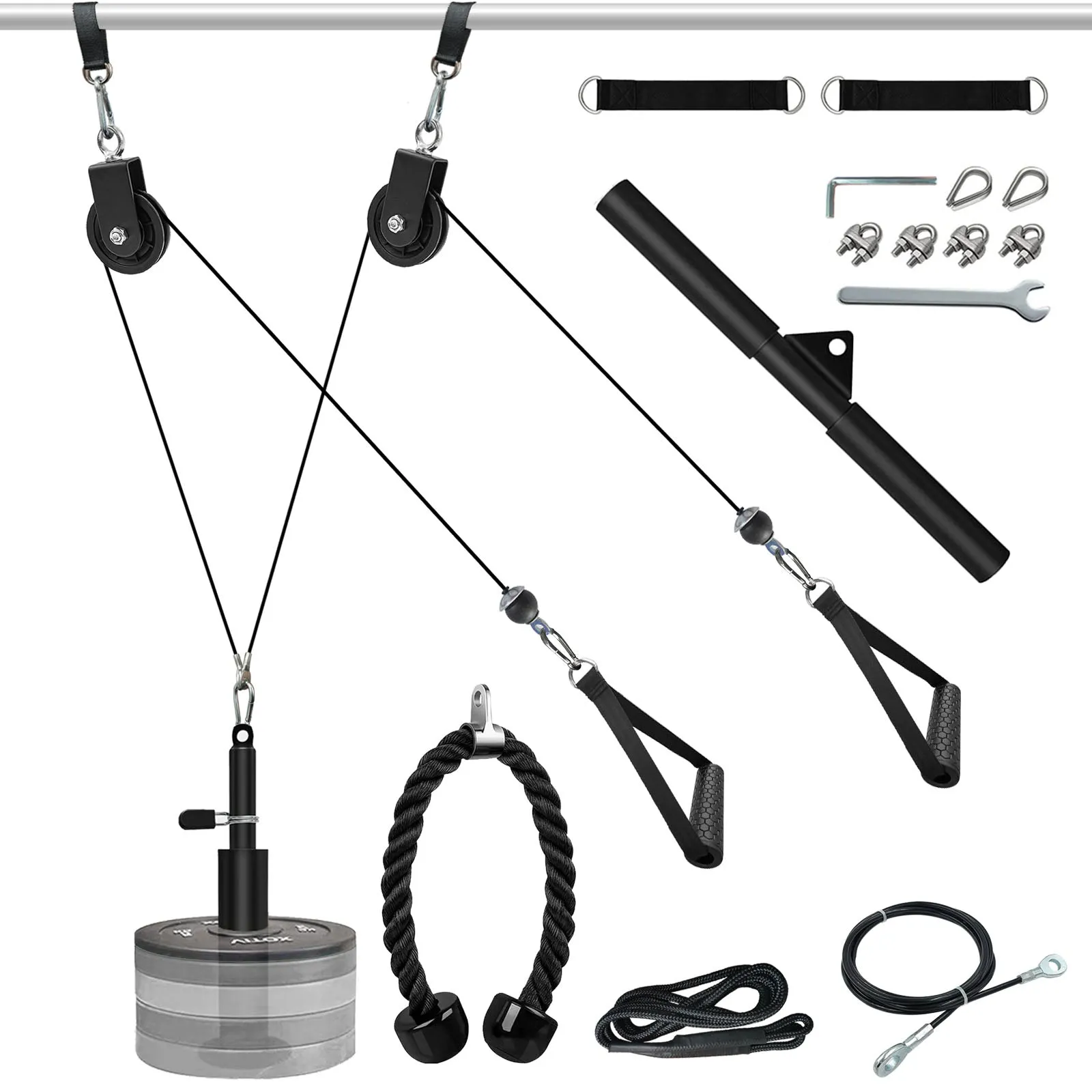 Premium DIY Fitness Pulley Cable Machine Set – Arm Biceps Triceps Strength Training Attachment for Home Gym Workout, Adjustable, High-Quality Equipment