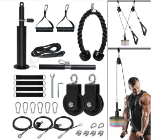 Premium DIY Fitness Pulley Cable Machine Set – Arm Biceps Triceps Strength Training Attachment for Home Gym Workout, Adjustable, High-Quality Equipment